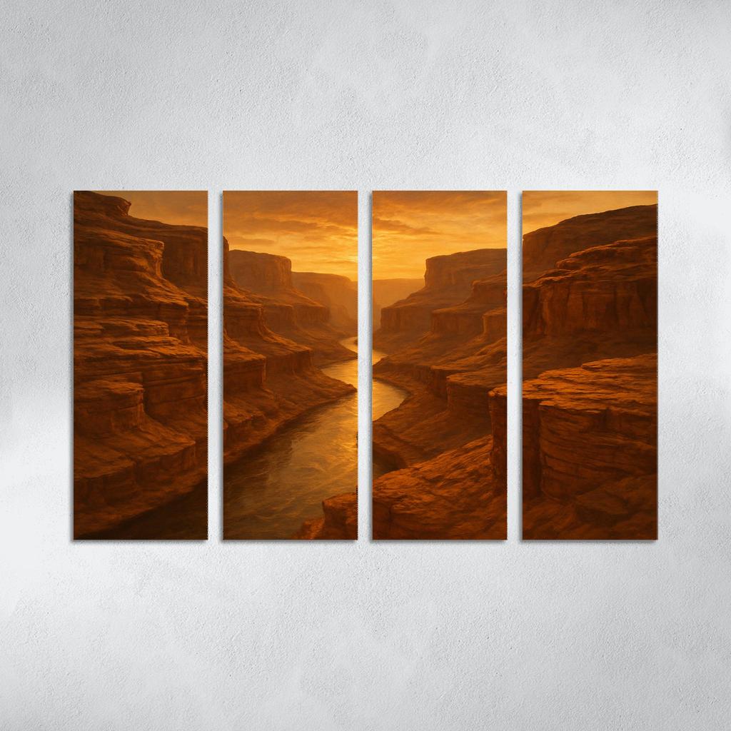 Amber Dusk Over Sandstone Canyon modern paintings frame
