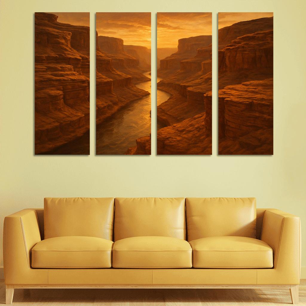 Amber Dusk Over Sandstone Canyon modern paintings frame
