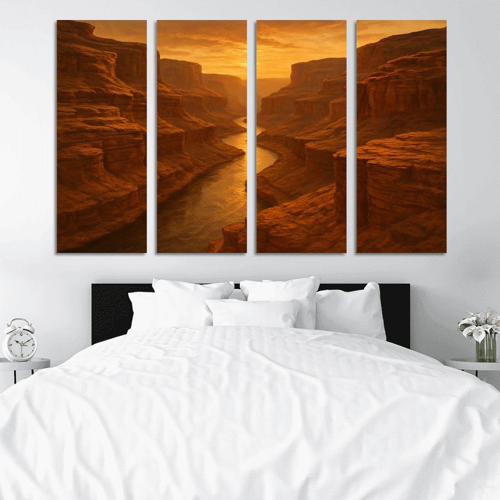 Amber Dusk Over Sandstone Canyon modern paintings frame