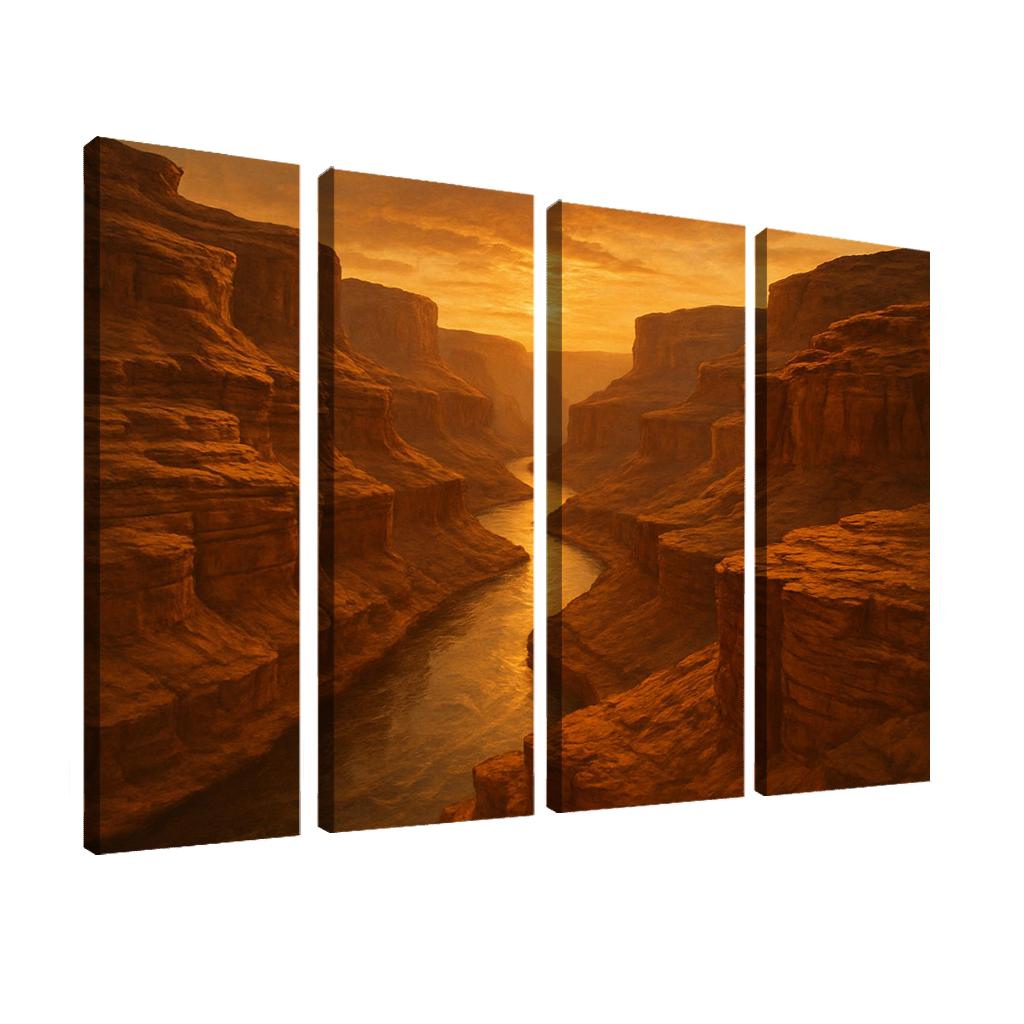 Amber Dusk Over Sandstone Canyon modern paintings frame