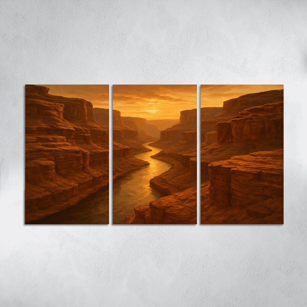 Amber Dusk Over Sandstone Canyon modern paintings frame