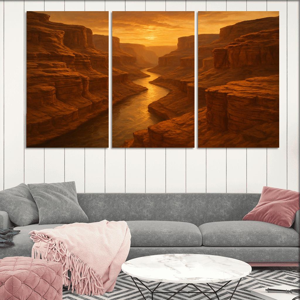 Amber Dusk Over Sandstone Canyon modern paintings frame