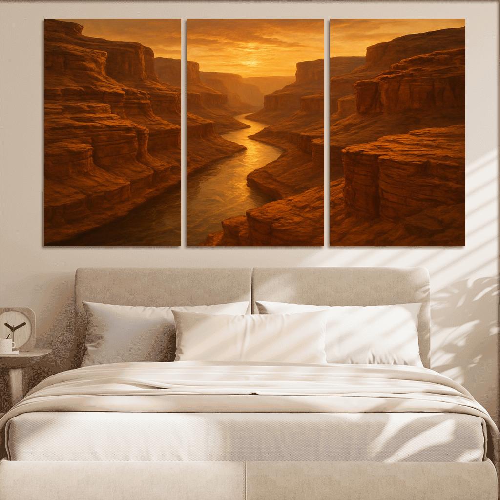 Amber Dusk Over Sandstone Canyon modern paintings frame