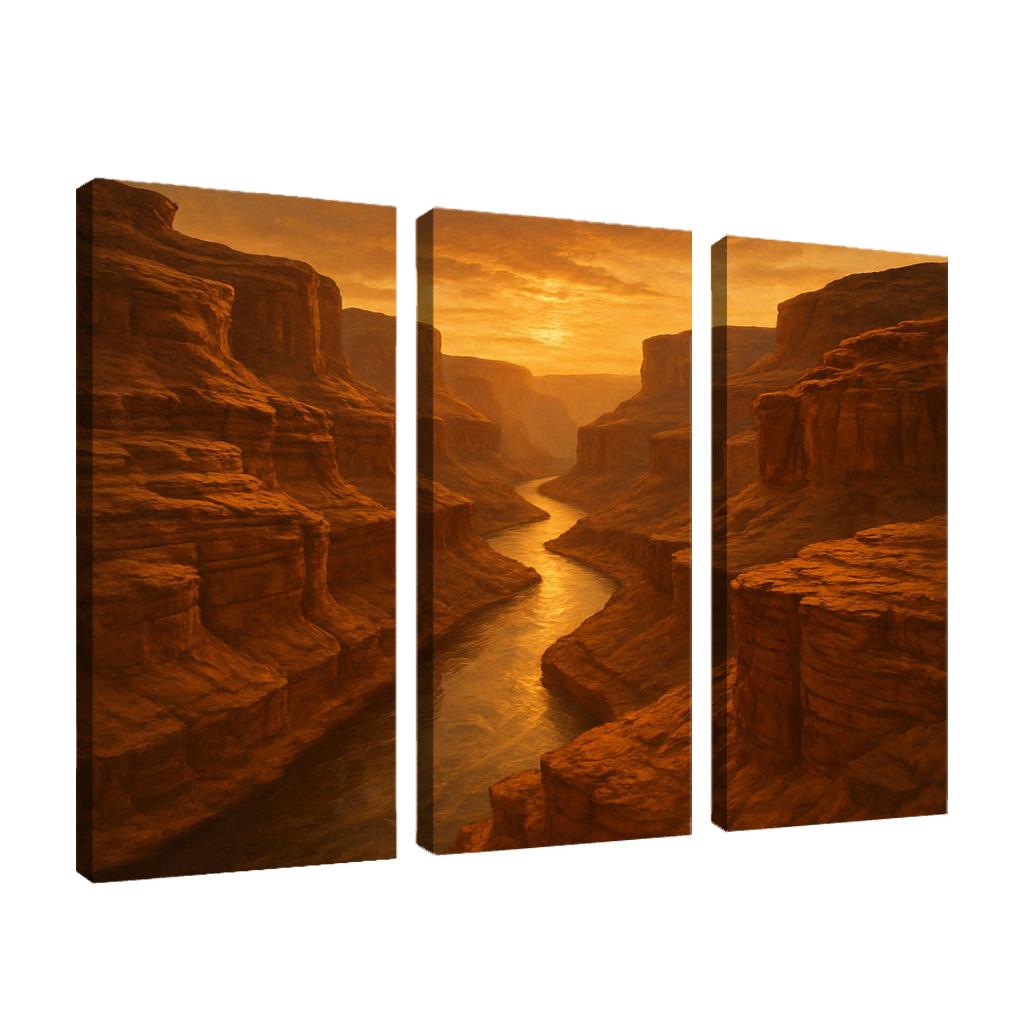 Amber Dusk Over Sandstone Canyon modern paintings frame