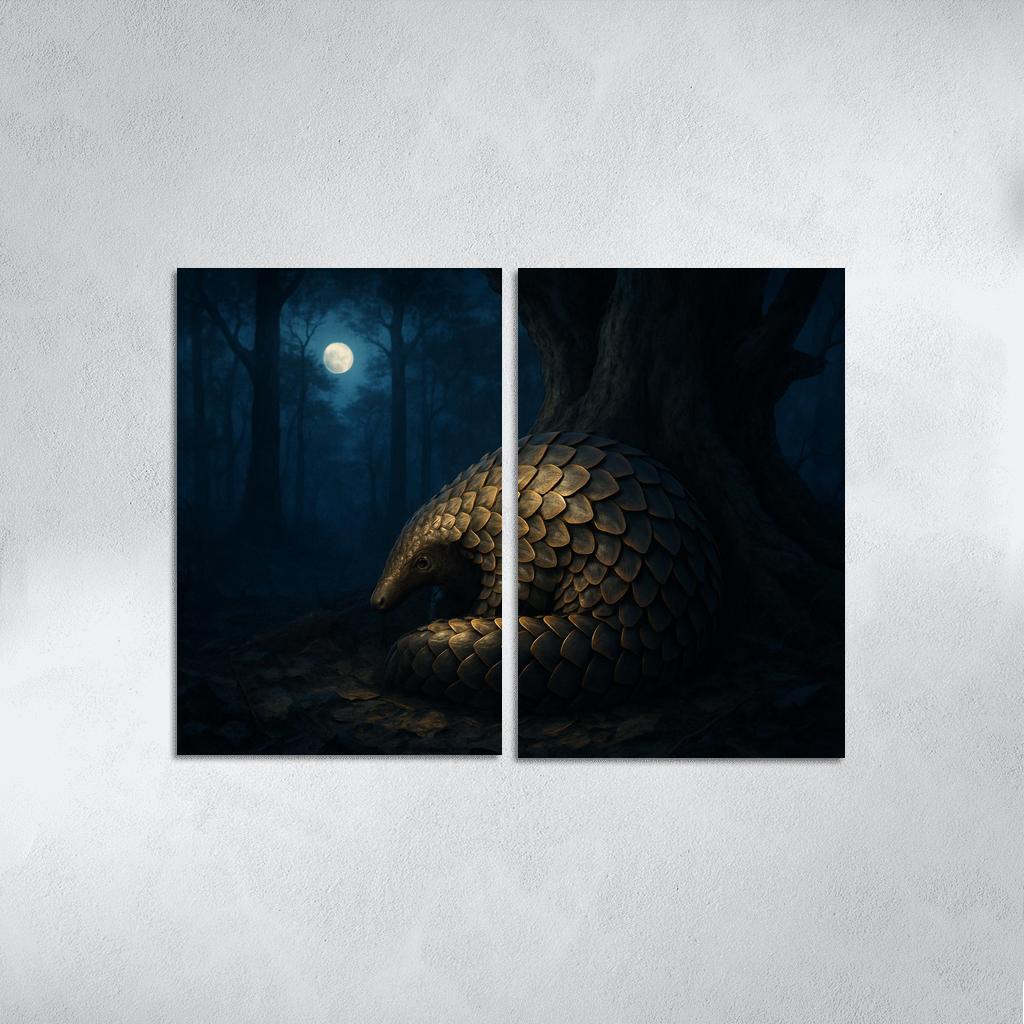 The Armored Pangolin Under Starlit Trees premium artwork frames