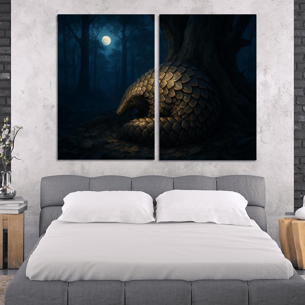 The Armored Pangolin Under Starlit Trees premium artwork frames