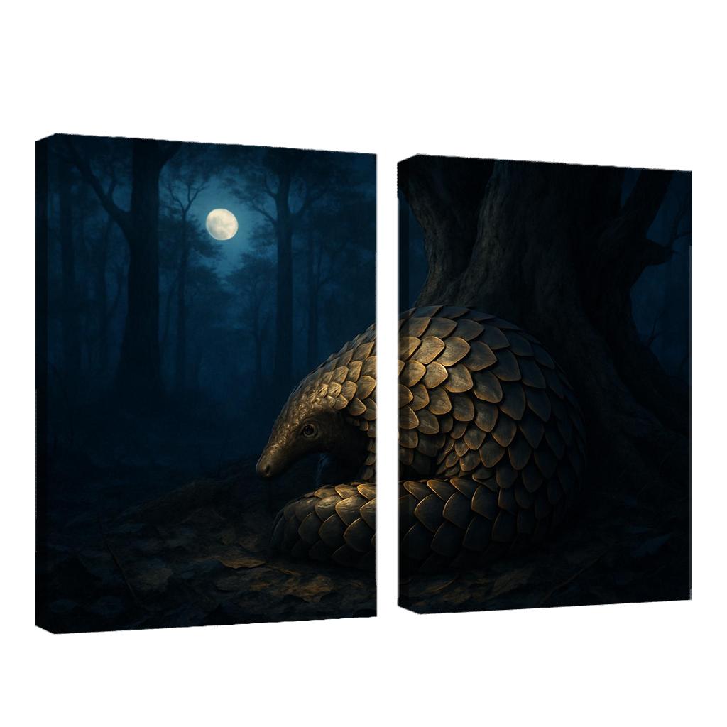 The Armored Pangolin Under Starlit Trees premium artwork frames