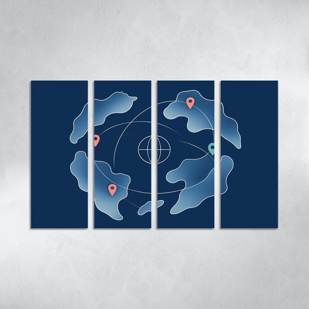 Atlas Of Floating Routes multi-panel paintings