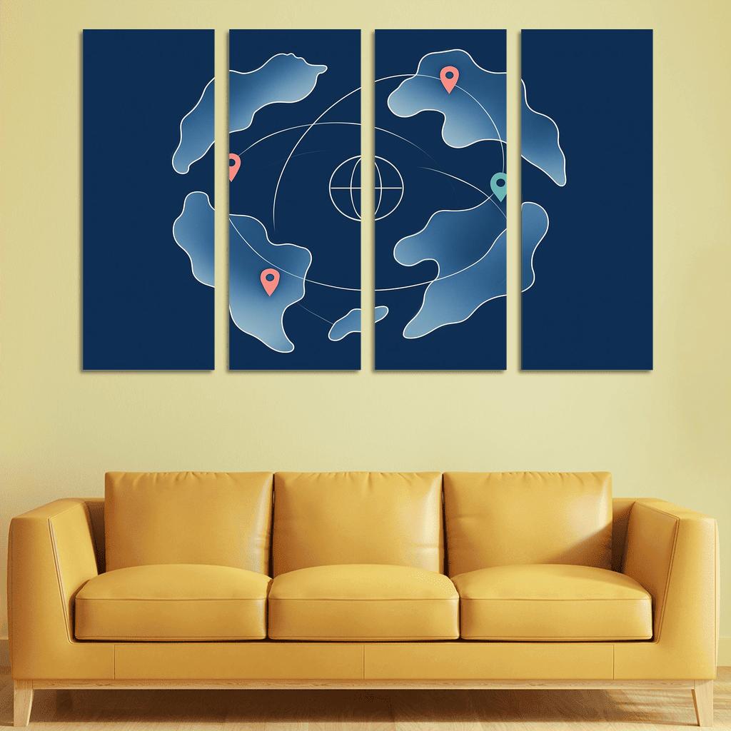 Atlas Of Floating Routes multi-panel paintings