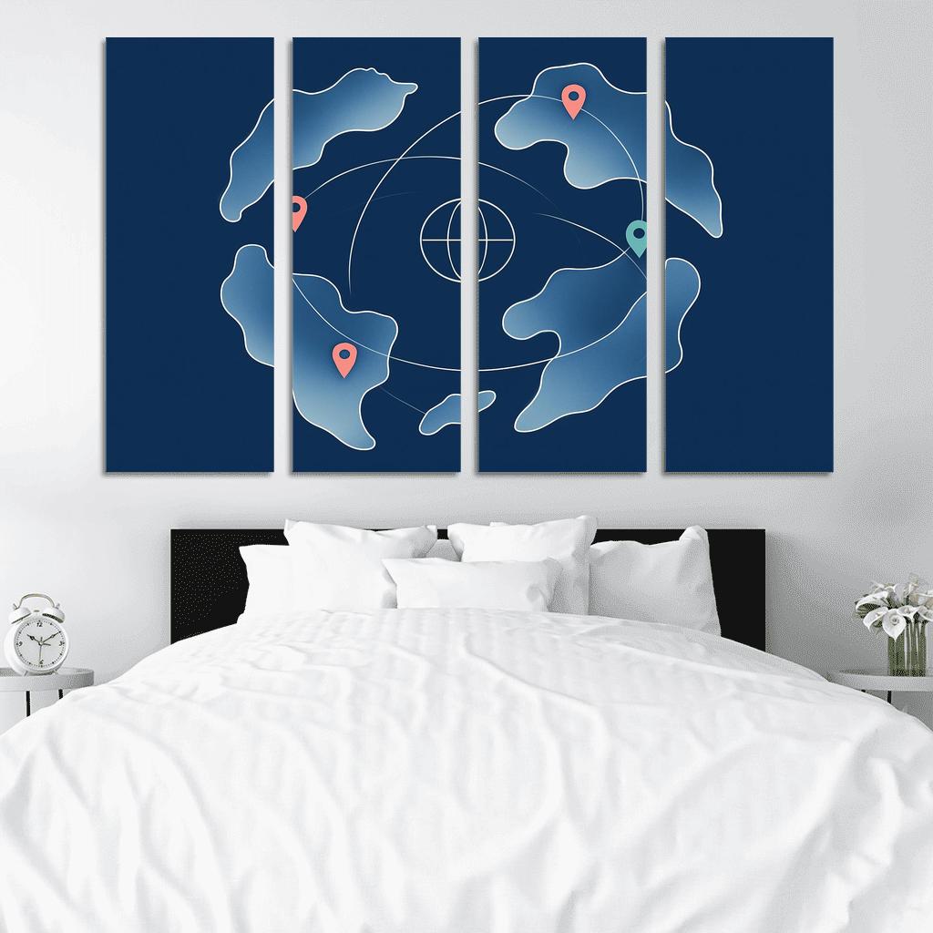 Atlas Of Floating Routes multi-panel paintings