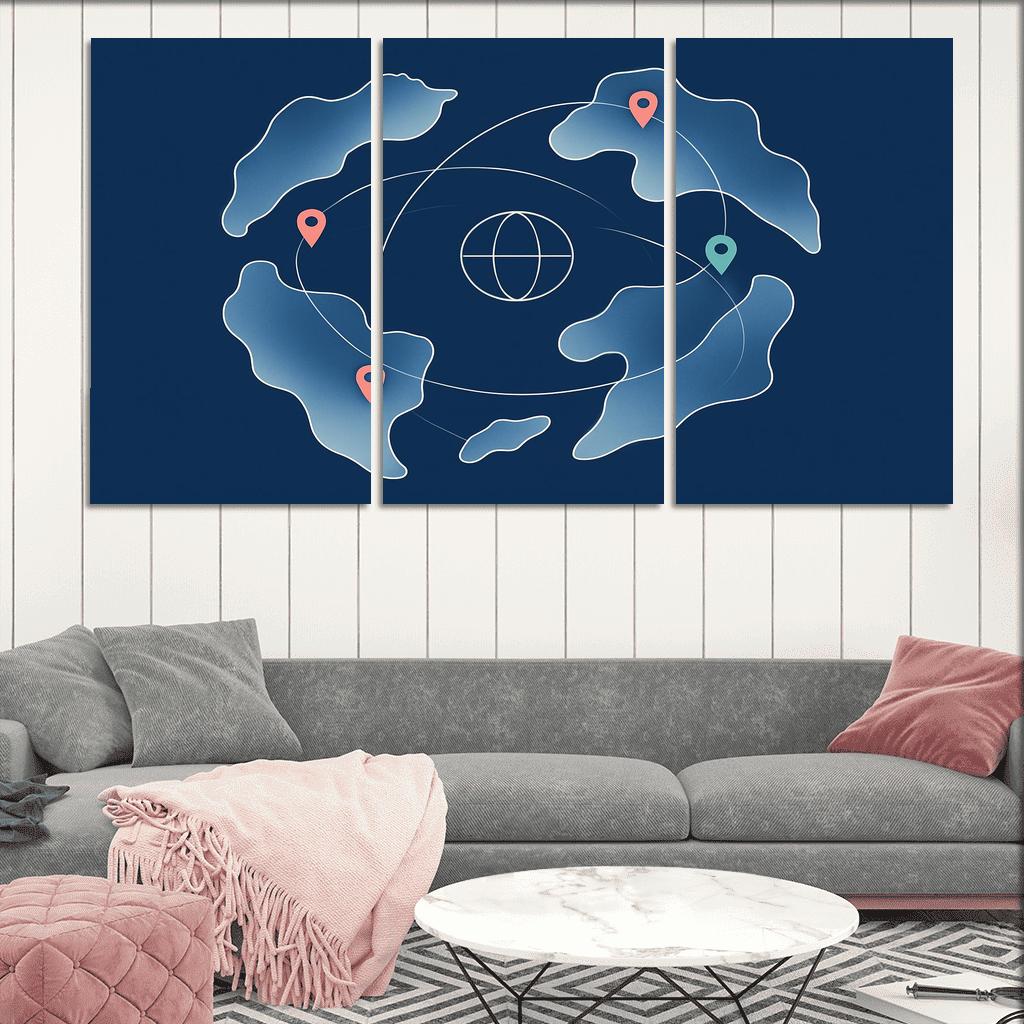 Atlas Of Floating Routes multi-panel paintings