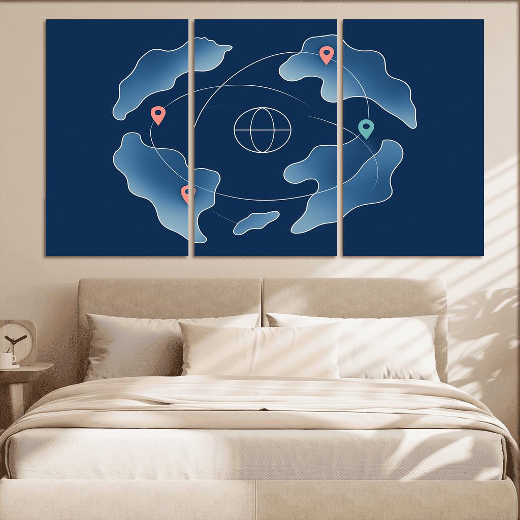 Atlas Of Floating Routes multi-panel paintings