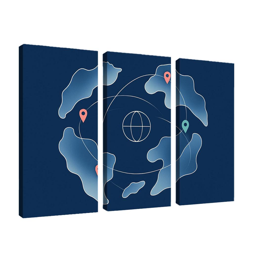 Atlas Of Floating Routes multi-panel paintings