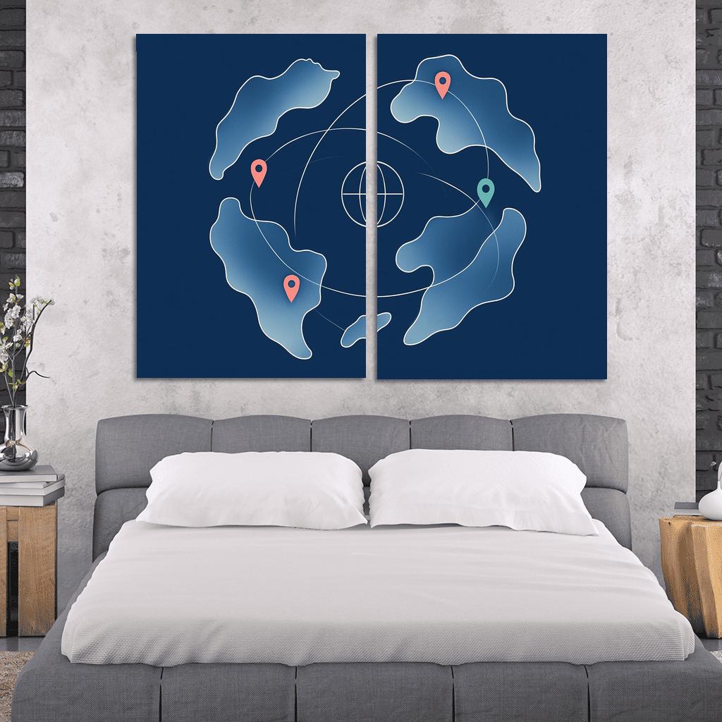 Atlas Of Floating Routes multi-panel paintings
