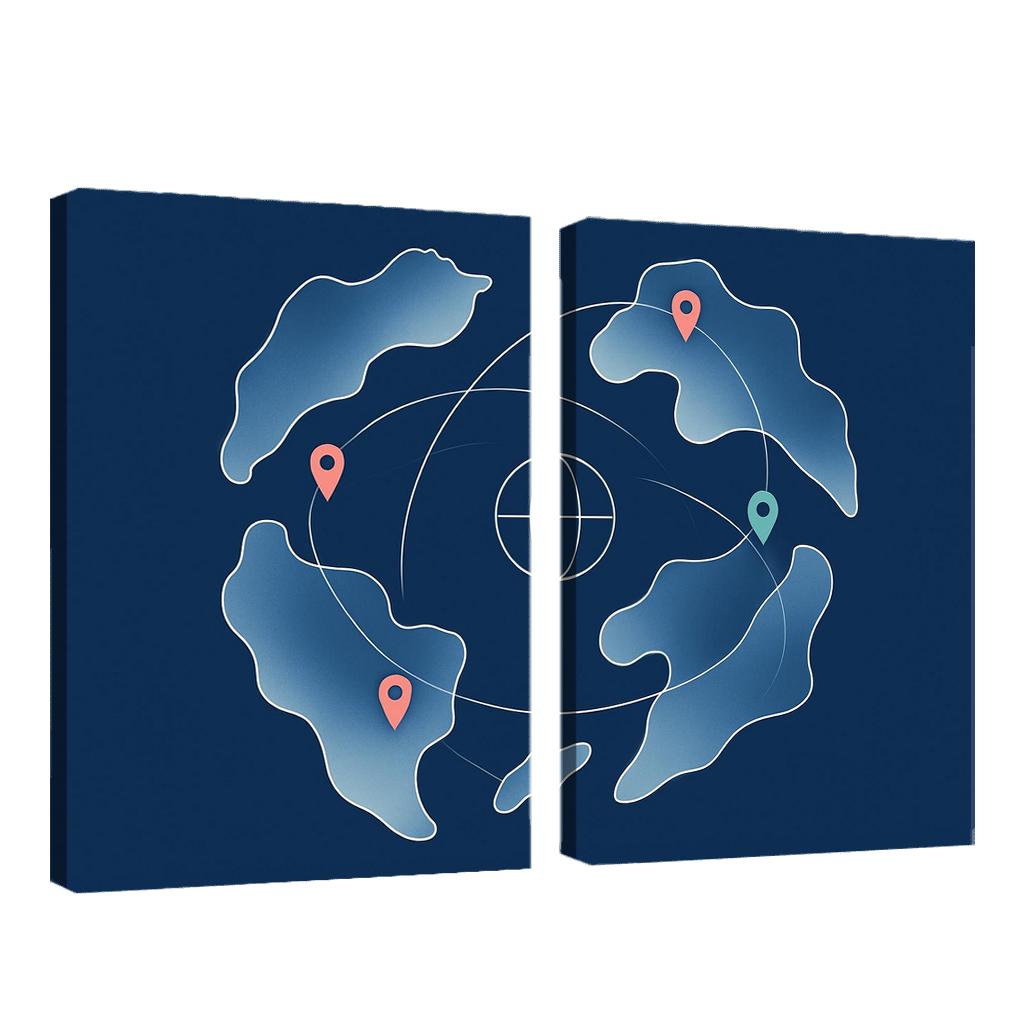 Atlas Of Floating Routes multi-panel paintings