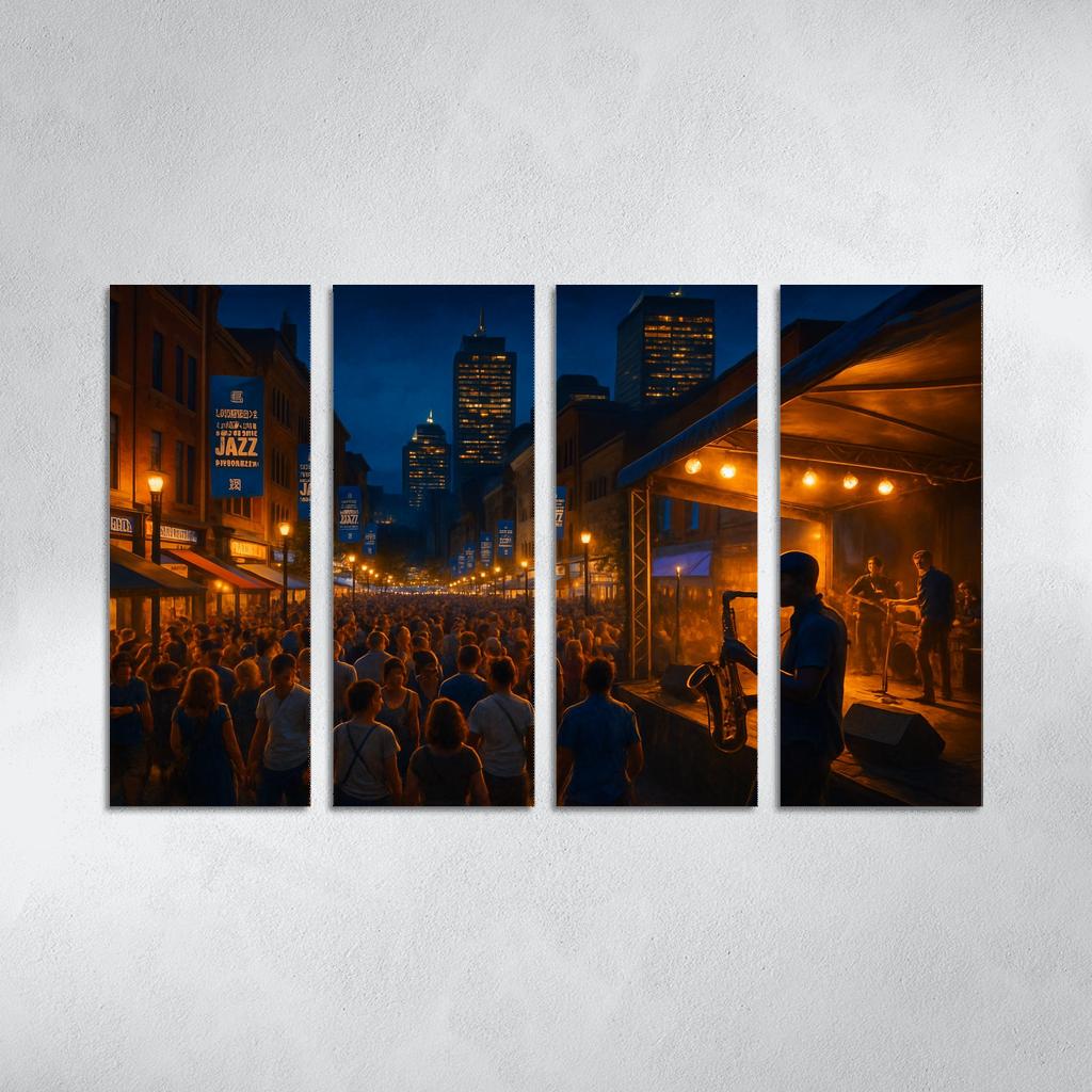 Montreal International Jazz Festival Night Street Stage abstract paintings frame