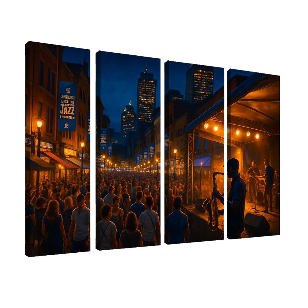 Montreal International Jazz Festival Night Street Stage abstract paintings frame