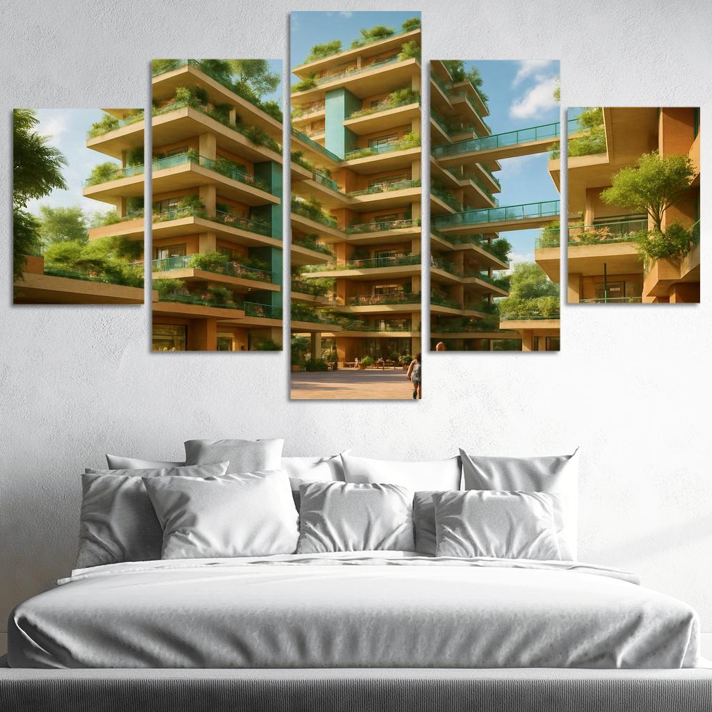 Vertical Commons Terraced Microcities framed paintings