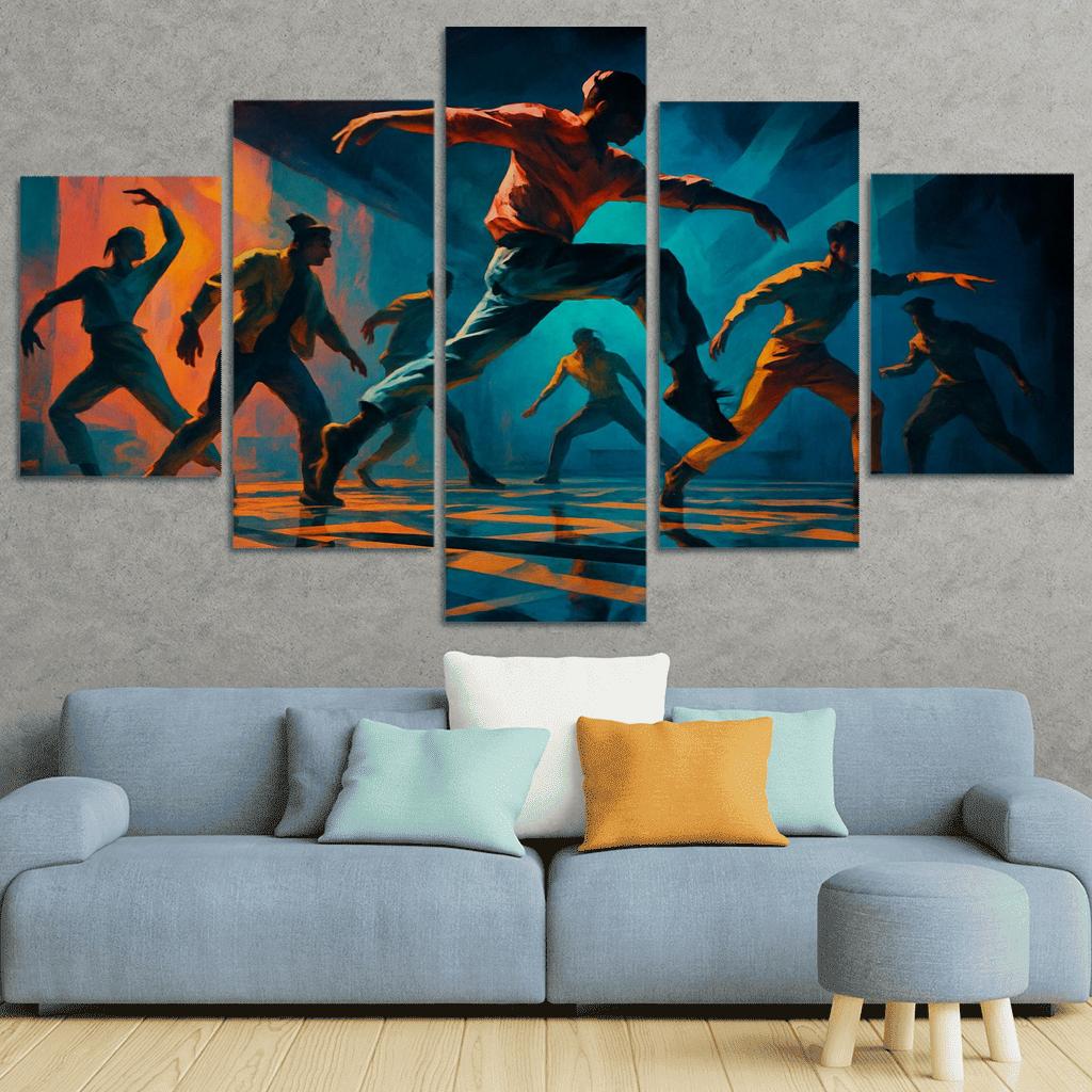 Chromatic Echo Contemporary Rhythm Ritual oil paintings frame
