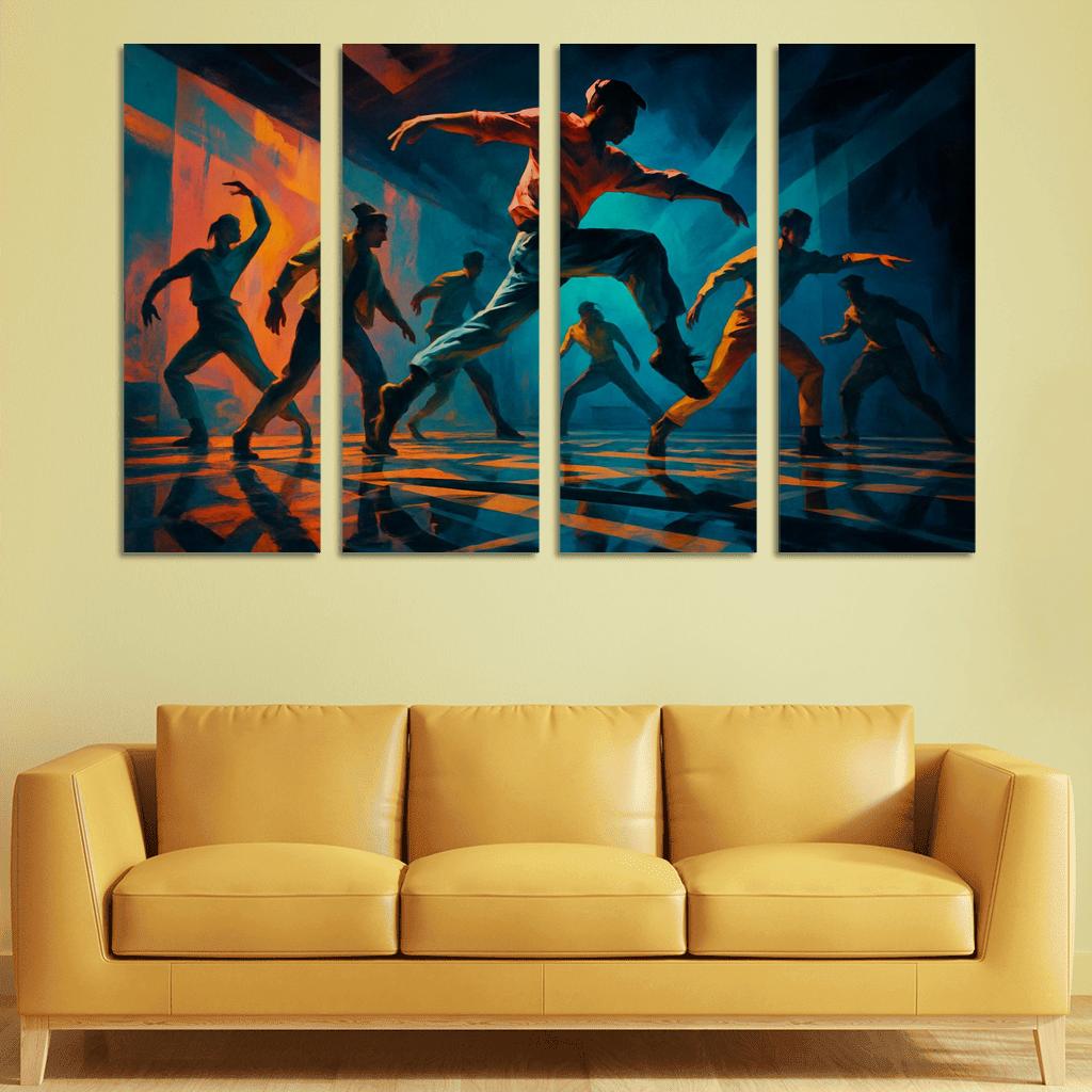 Chromatic Echo Contemporary Rhythm Ritual oil paintings frame