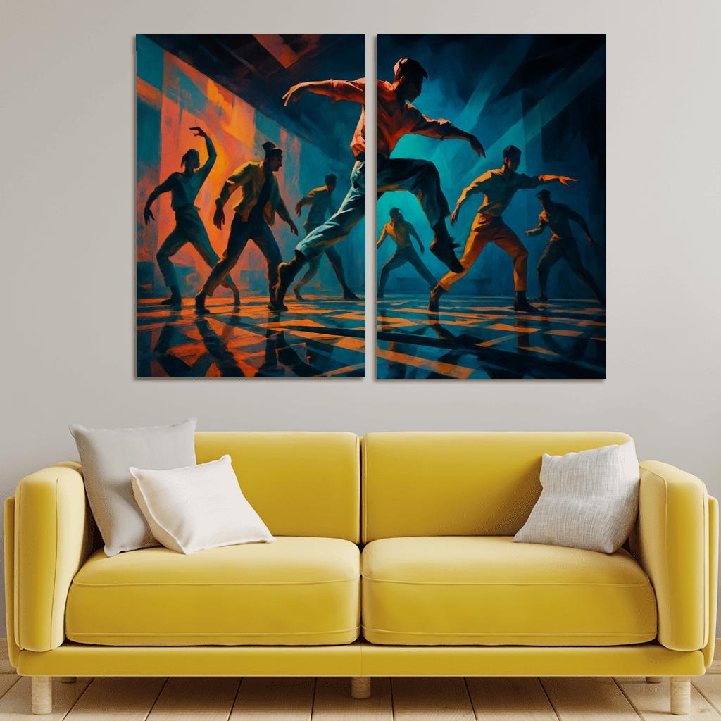 Chromatic Echo Contemporary Rhythm Ritual oil paintings frame