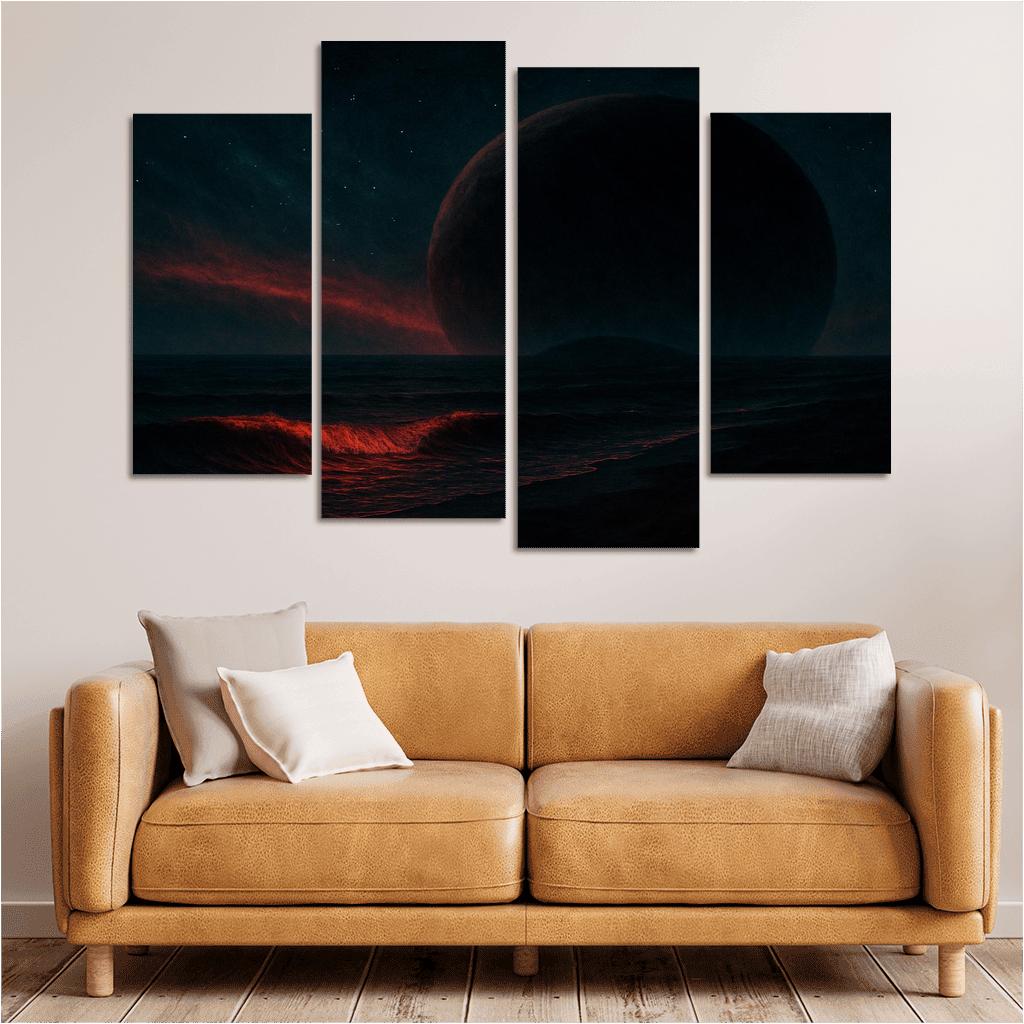 Crimson Skies Of A Rogue Ocean World premium artwork frames