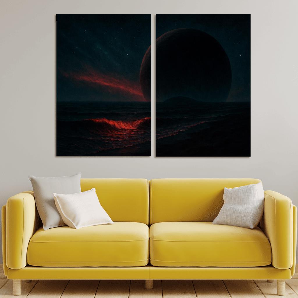 Crimson Skies Of A Rogue Ocean World premium artwork frames