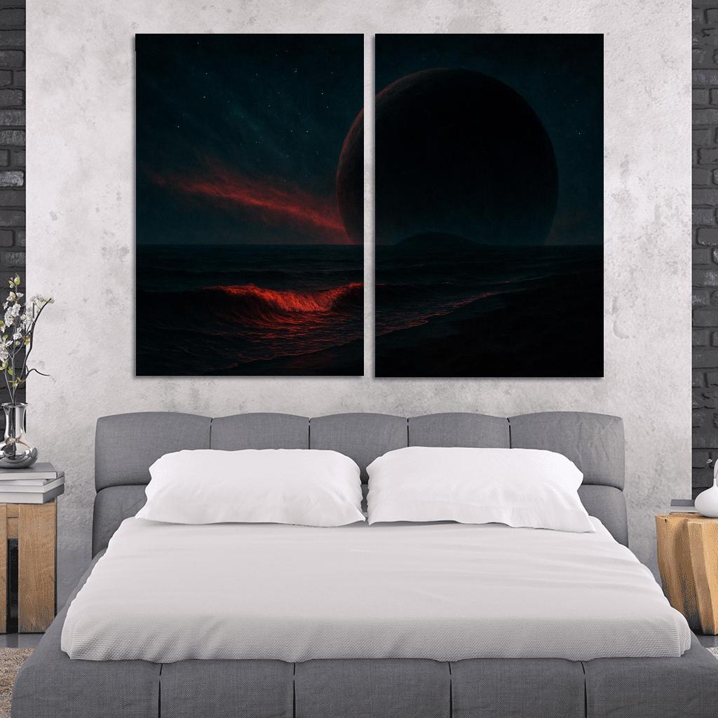 Crimson Skies Of A Rogue Ocean World premium artwork frames