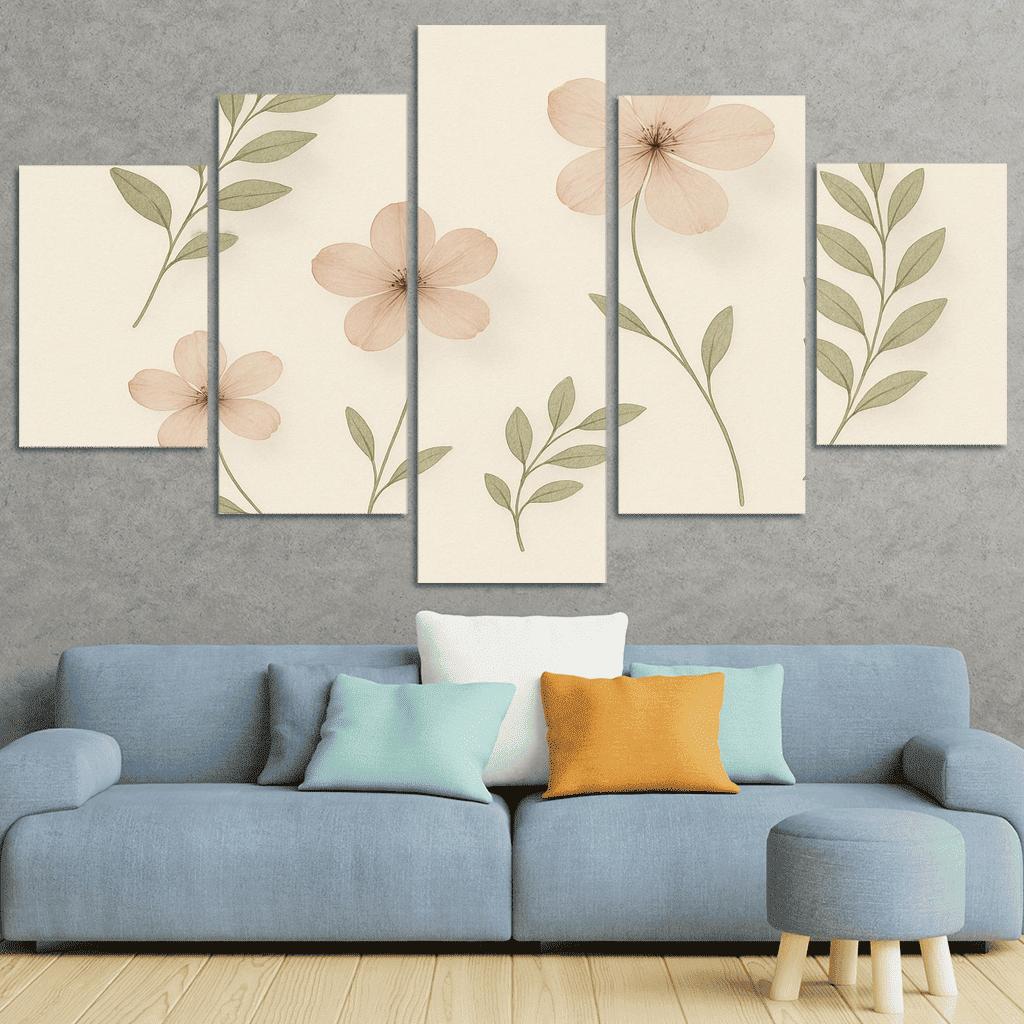 Pastel Herbarium Whispers canvas paintings frame