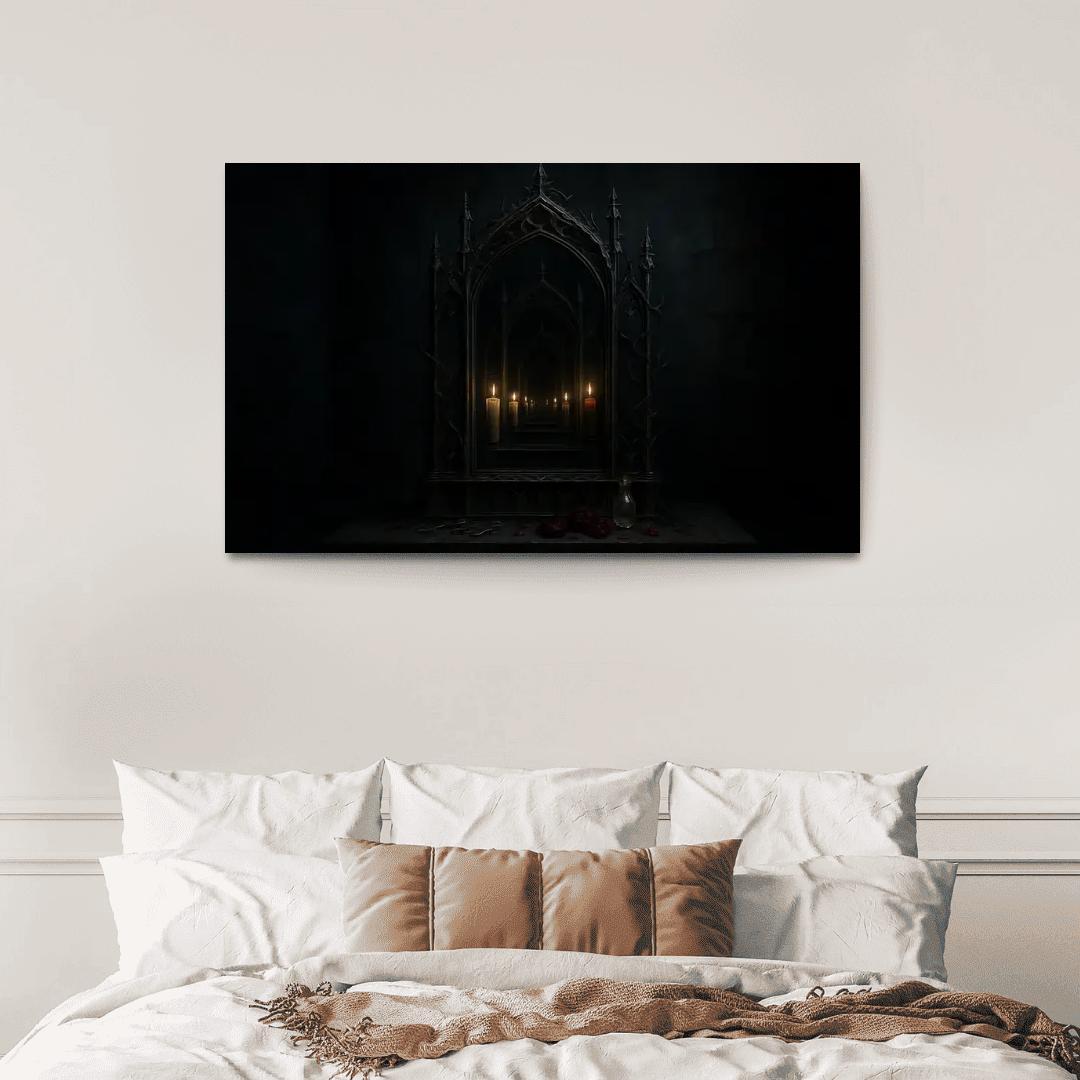 Thornbound Mirror Shrine multi-panel paintings