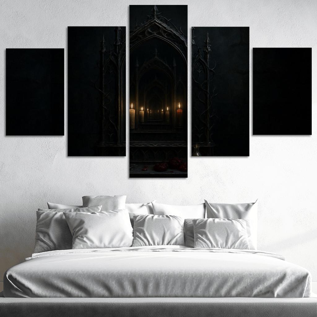 Thornbound Mirror Shrine multi-panel paintings