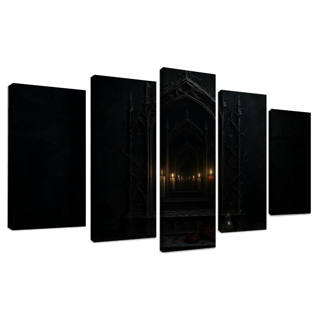 Thornbound Mirror Shrine multi-panel paintings