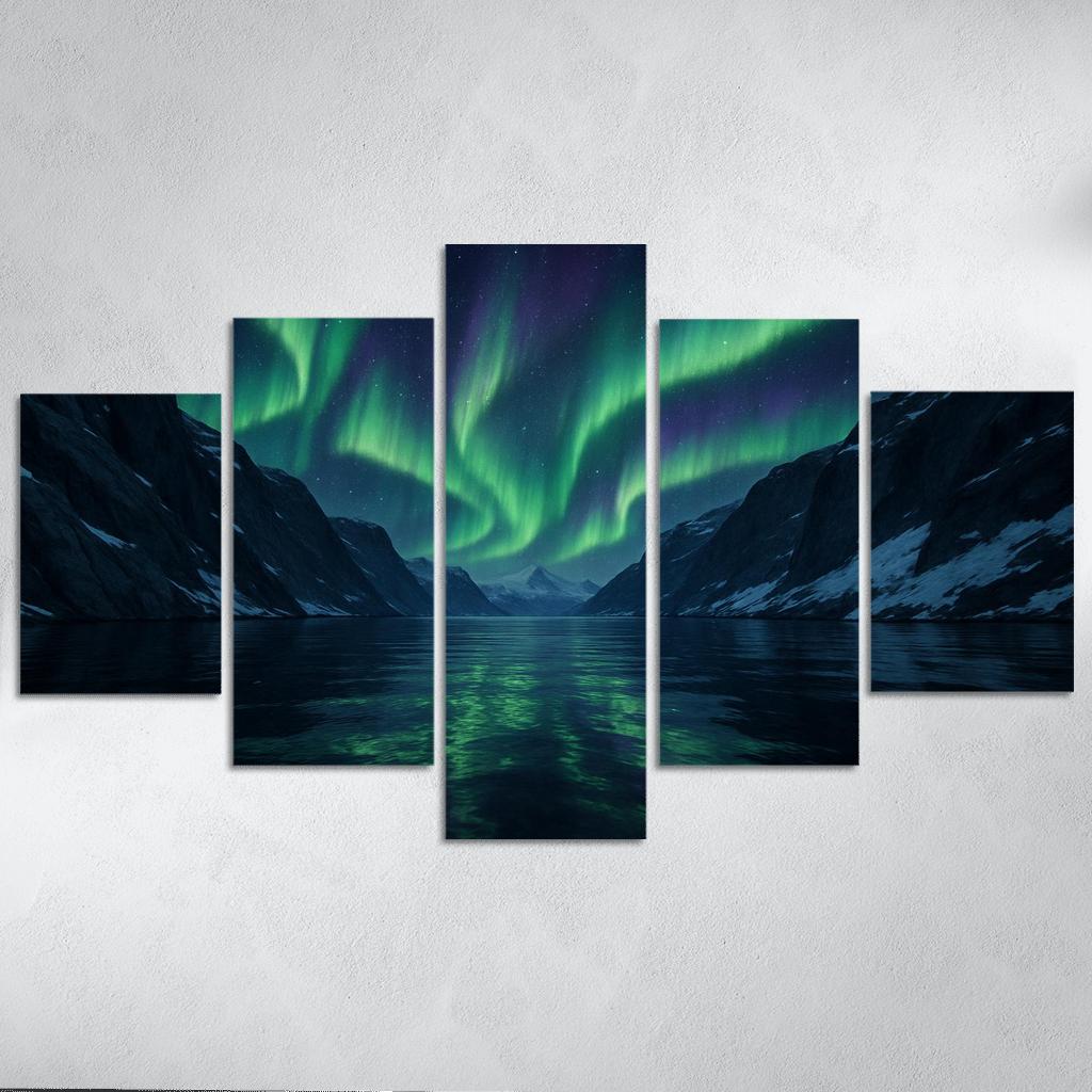 Aurora Glow Over Crystal Fjord oil paintings frame