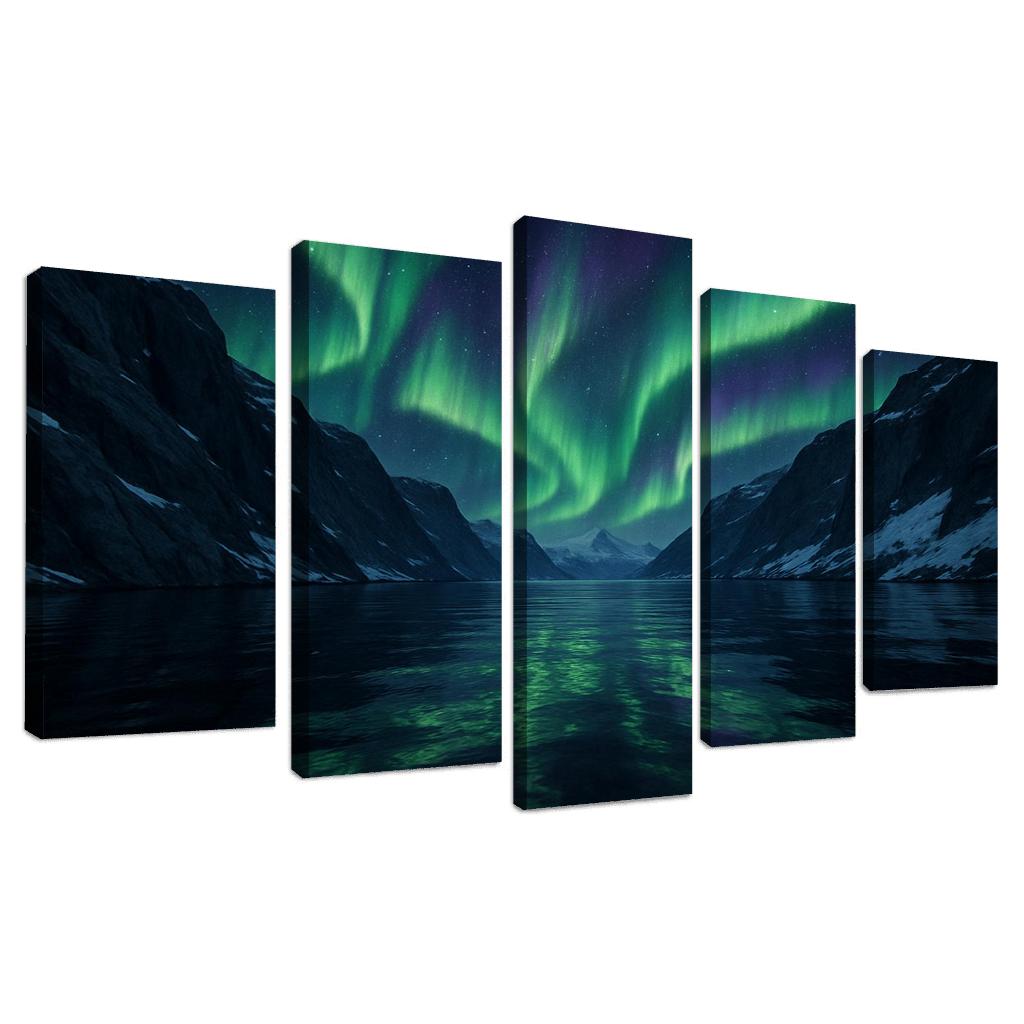 Aurora Glow Over Crystal Fjord oil paintings frame