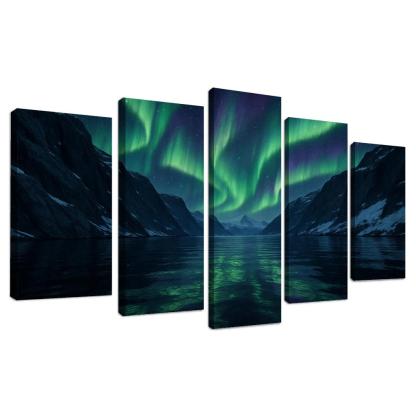 Aurora Glow Over Crystal Fjord oil paintings frame