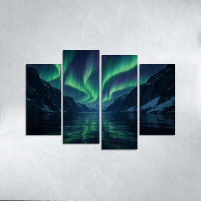 Aurora Glow Over Crystal Fjord oil paintings frame
