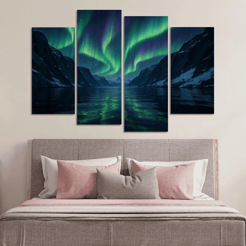 Aurora Glow Over Crystal Fjord oil paintings frame
