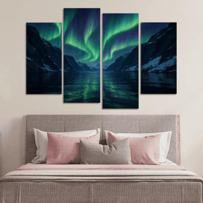 Aurora Glow Over Crystal Fjord oil paintings frame