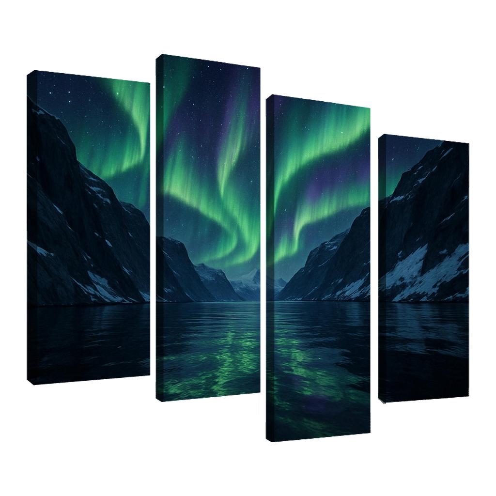 Aurora Glow Over Crystal Fjord oil paintings frame