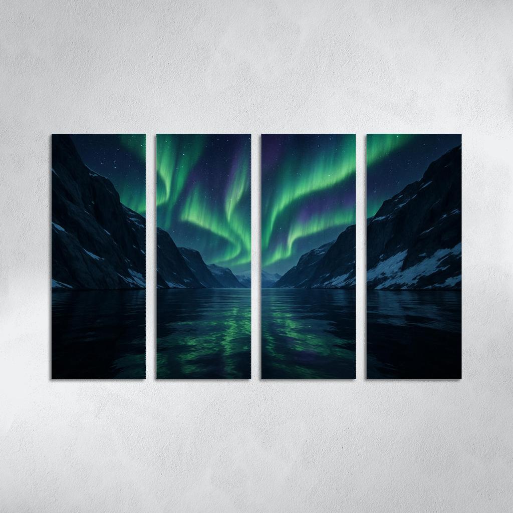 Aurora Glow Over Crystal Fjord oil paintings frame