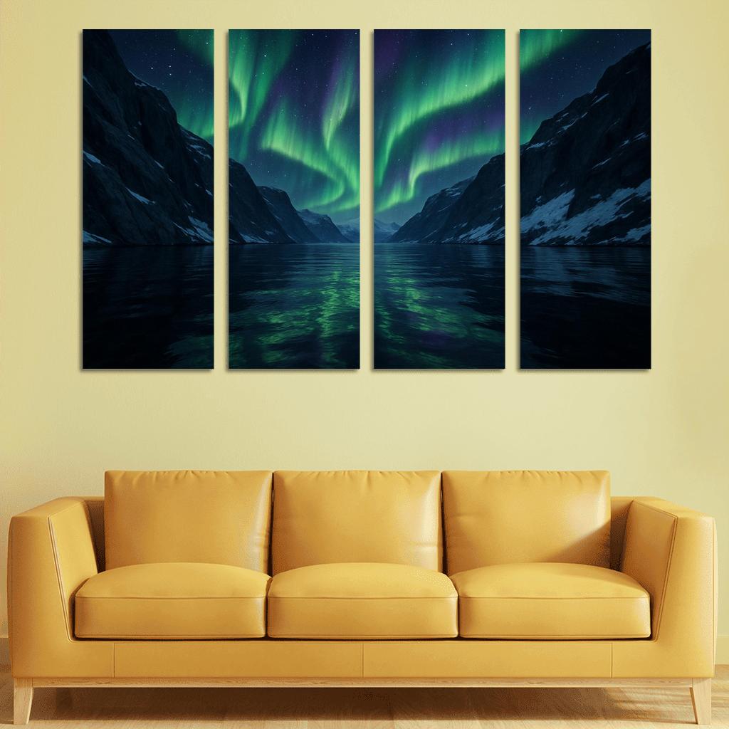 Aurora Glow Over Crystal Fjord oil paintings frame