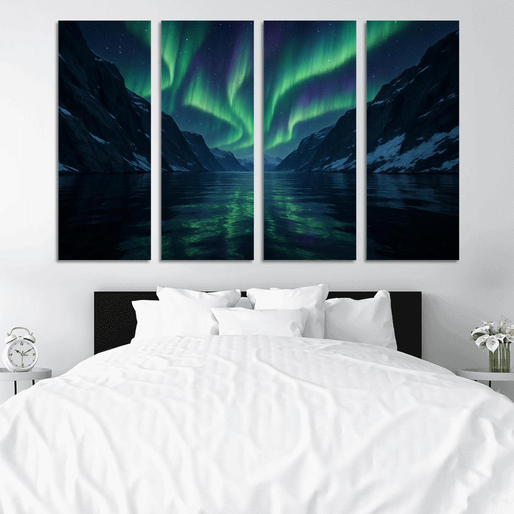 Aurora Glow Over Crystal Fjord oil paintings frame
