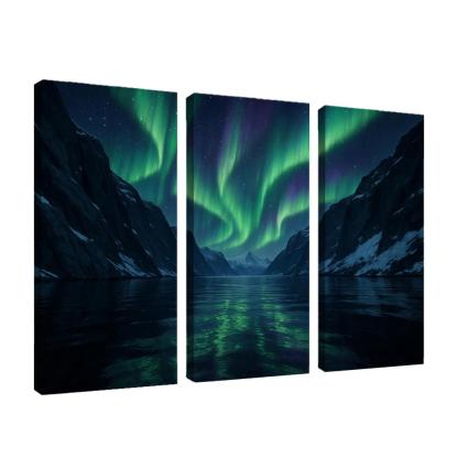Aurora Glow Over Crystal Fjord oil paintings frame