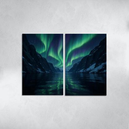 Aurora Glow Over Crystal Fjord oil paintings frame