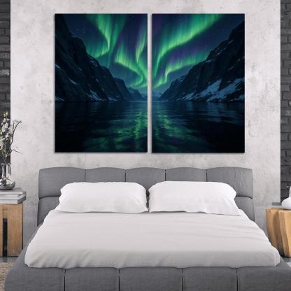 Aurora Glow Over Crystal Fjord oil paintings frame