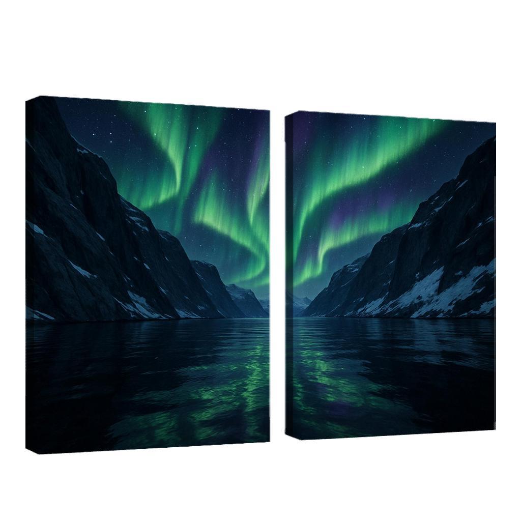 Aurora Glow Over Crystal Fjord oil paintings frame