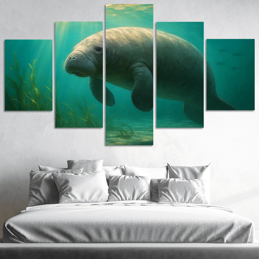 Gentle Manatee In A Sunlit River framed paintings