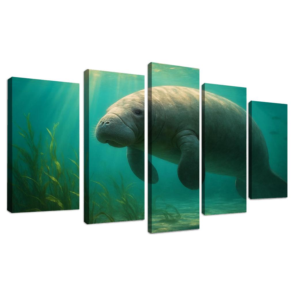 Gentle Manatee In A Sunlit River framed paintings