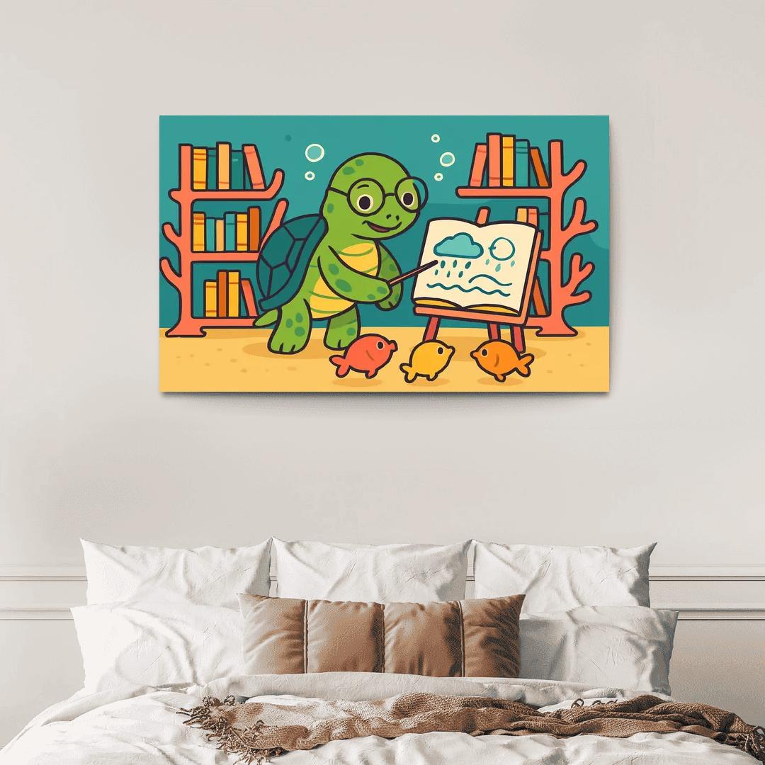 Coral Reef Library With Turtle Teacher wall art