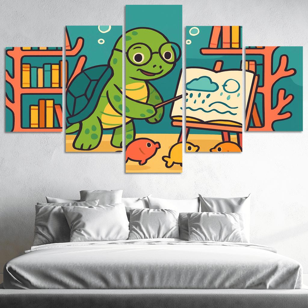 Coral Reef Library With Turtle Teacher wall art